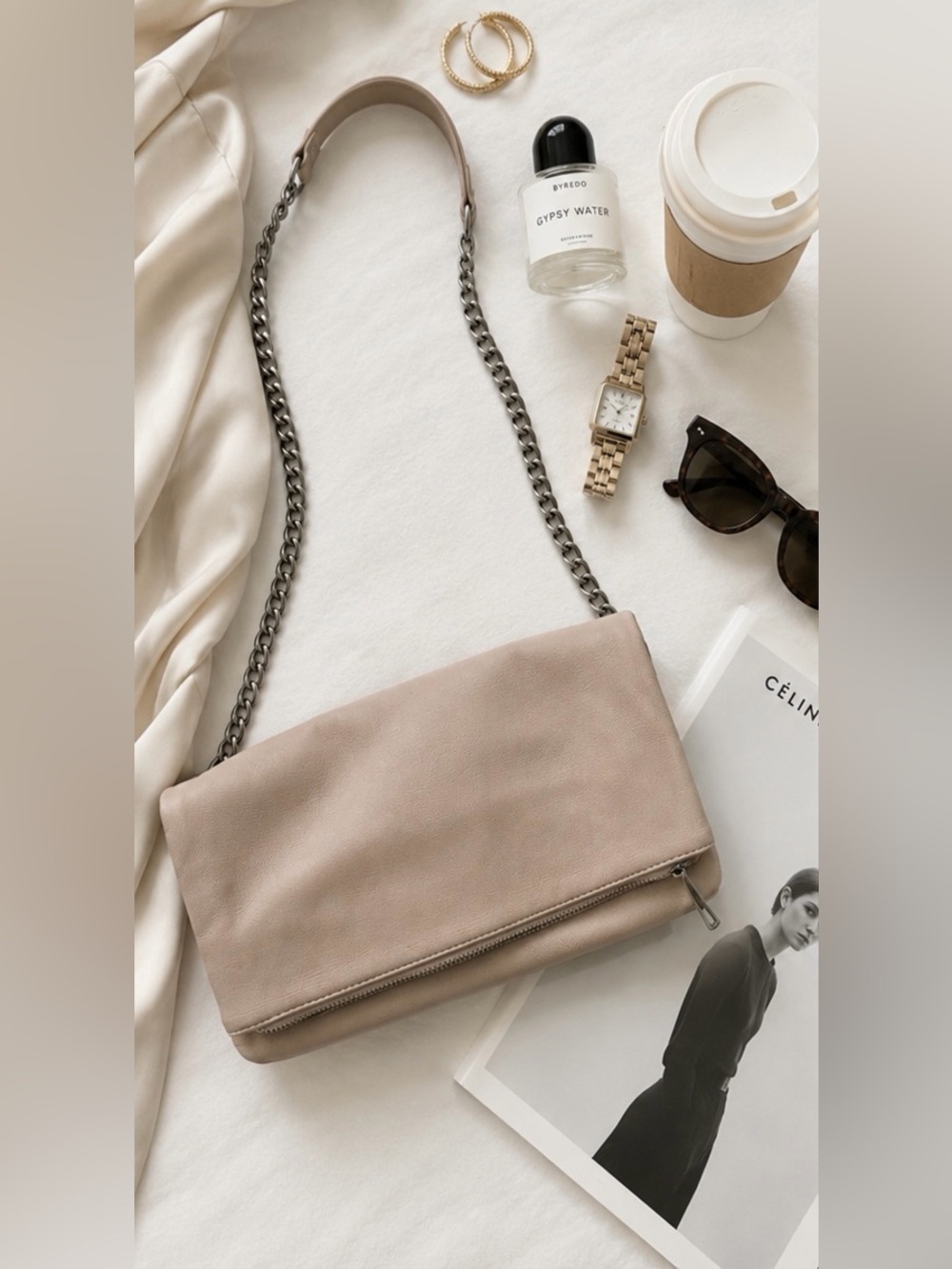 Express | Nude Foldover Clutch or Shoulder Bag